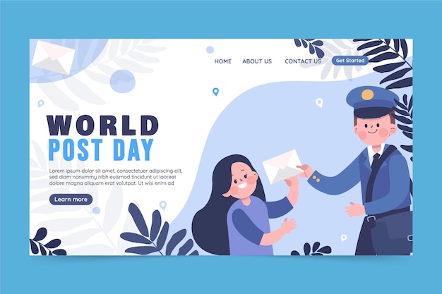 Free vector hand drawn flat world post day landing page template