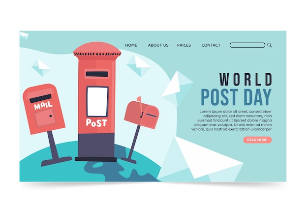 Free Vector hand drawn flat world post day landing page template