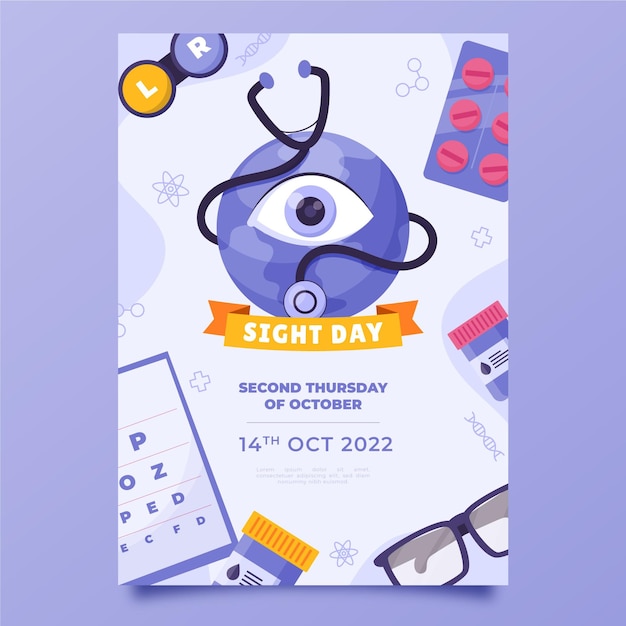 Free Vector hand drawn flat world sight day vertical flyer template