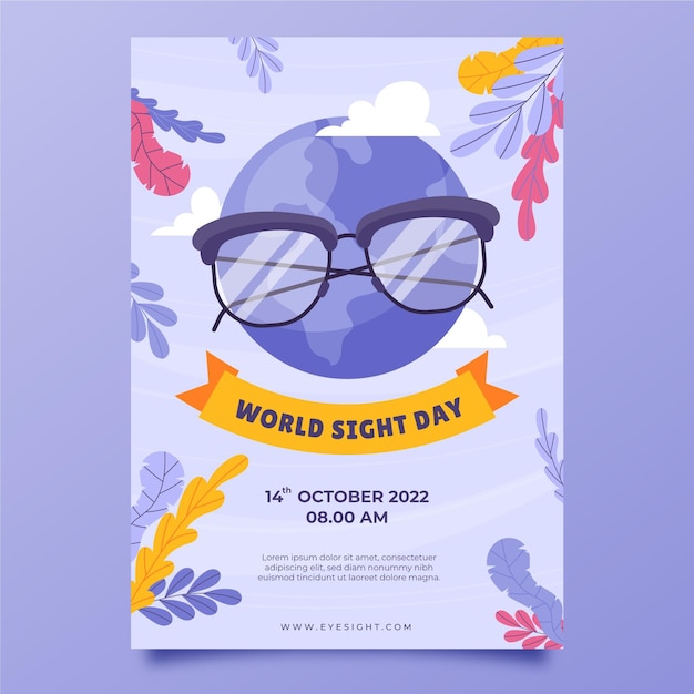 Free vector hand drawn flat world sight day vertical flyer template