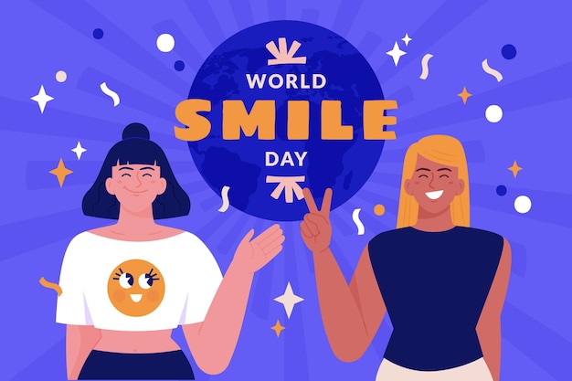 Free Vector hand drawn flat world smile day background