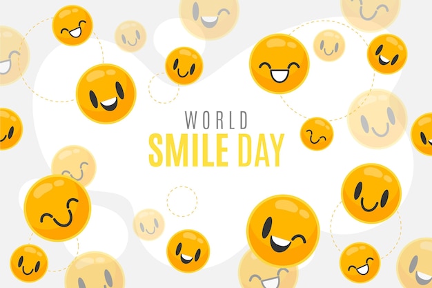 Hand drawn flat world smile day background