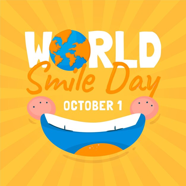 Hand drawn flat world smile day background