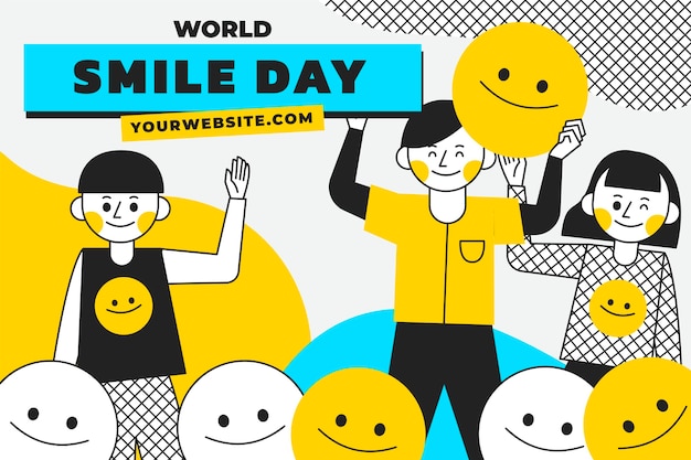 Hand drawn flat world smile day background