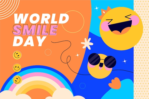 Free Vector hand drawn flat world smile day background