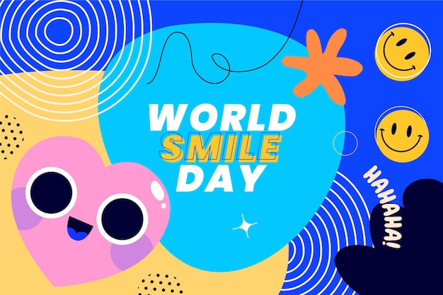 Free Vector hand drawn flat world smile day background