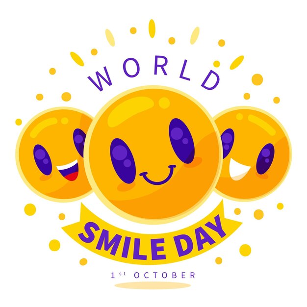 Hand drawn flat world smile day illustration