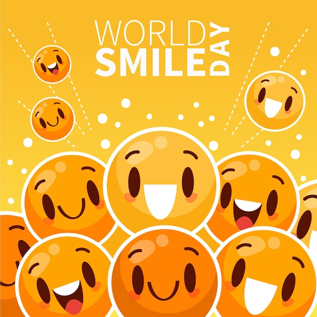 Hand drawn flat world smile day illustration