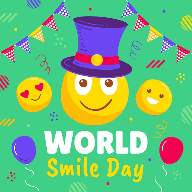 Free Vector hand drawn flat world smile day illustration