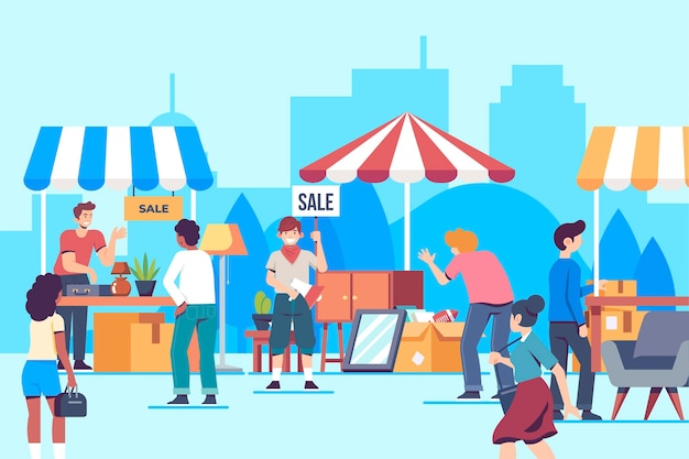 Free vector hand drawn flea market concept