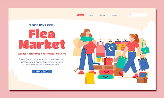 Hand drawn flea market design template