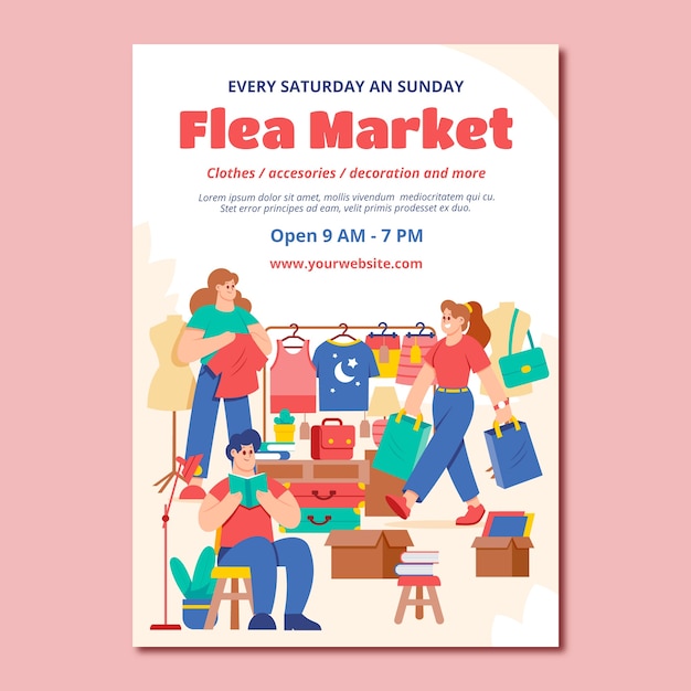 Free Vector hand drawn flea market design template