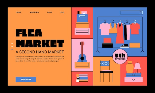 Free Vector hand drawn flea market design template