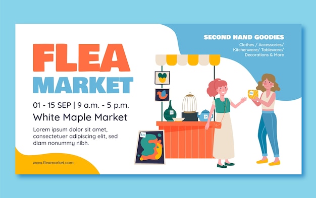 Hand drawn flea market design template