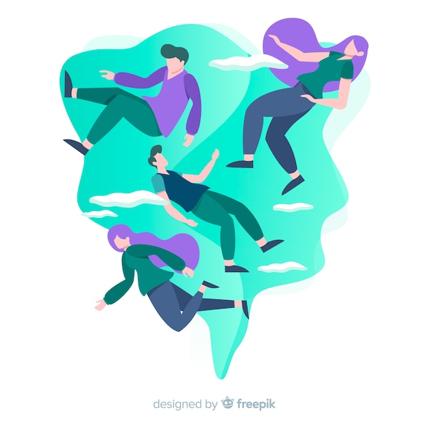 Free vector hand drawn floating people background