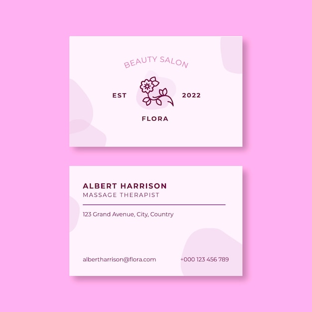 Hand-drawn flora beauty salon business card