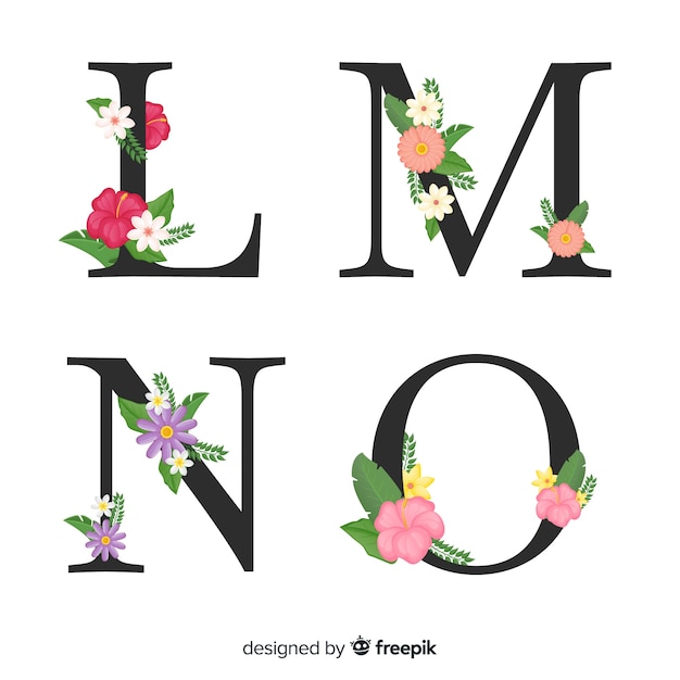 Free Vector hand drawn floral alphabet