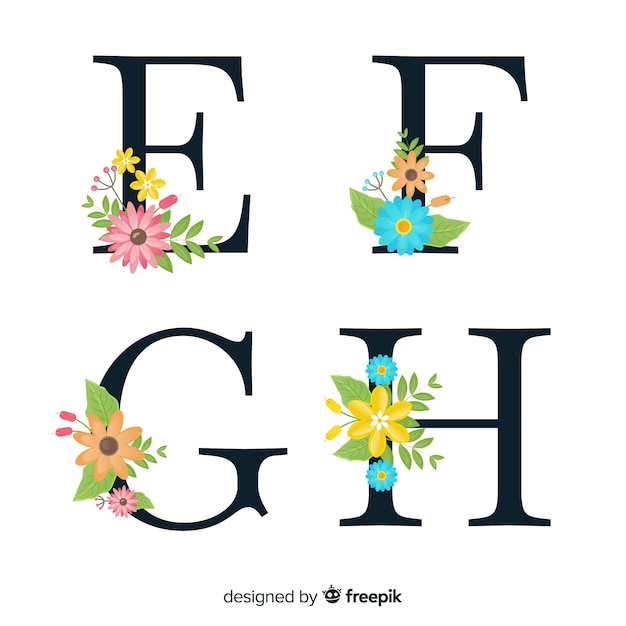 Free vector hand drawn floral alphabet