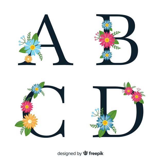 Hand drawn floral alphabet