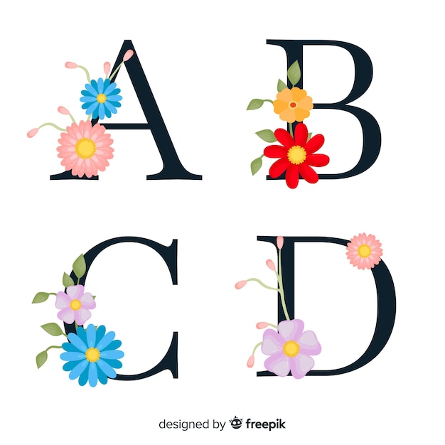 Hand drawn floral alphabet