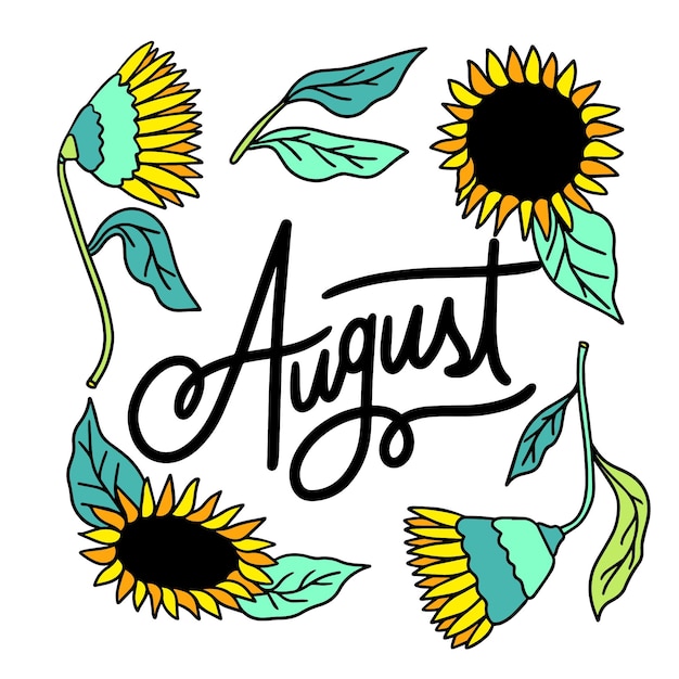 Free Vector hand drawn floral august lettering