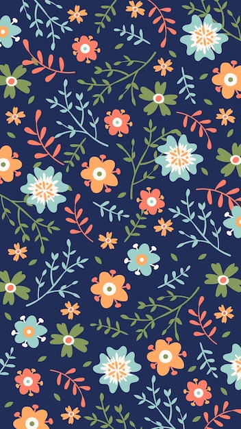 Hand-drawn floral background for mobile