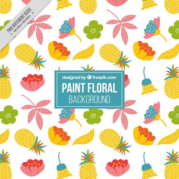 Free Vector hand drawn floral background with pinapples 