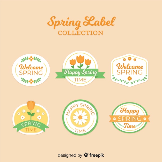 Hand drawn floral badges collection