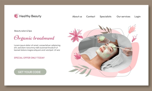 Hand drawn floral beauty salon landing page