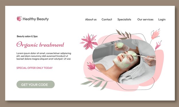 Hand drawn floral beauty salon landing page