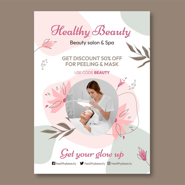 Free Vector hand drawn floral beauty salon poster