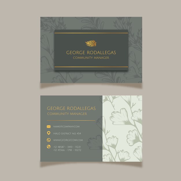 Hand drawn floral business card template