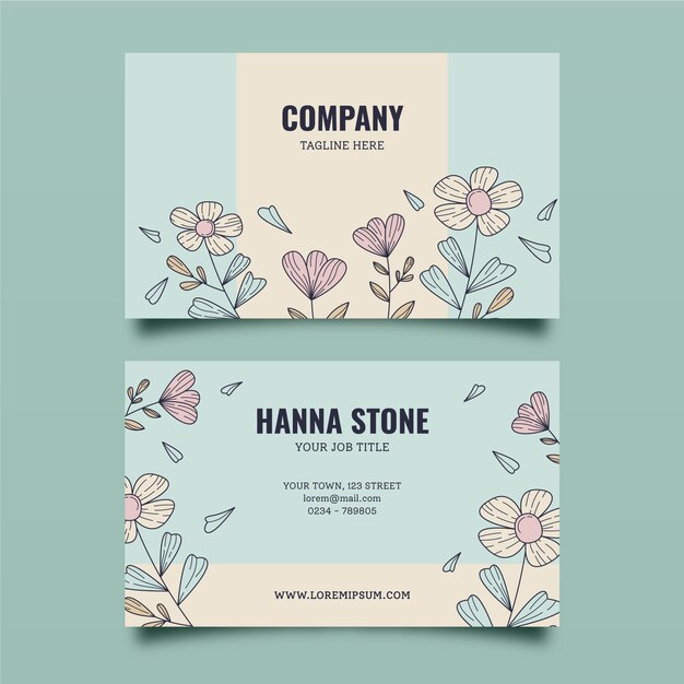 Hand drawn floral business cards