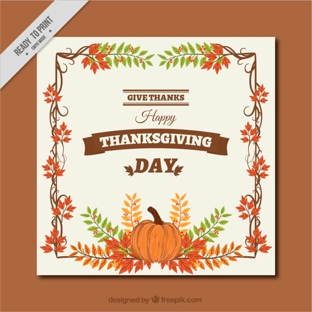 Free Vector hand-drawn floral card of thanksgiving