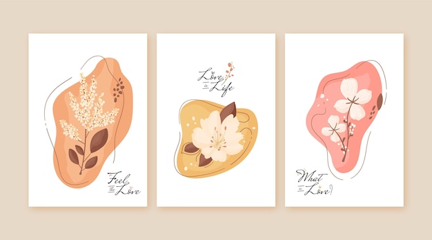 Free Vector hand drawn floral cards collection