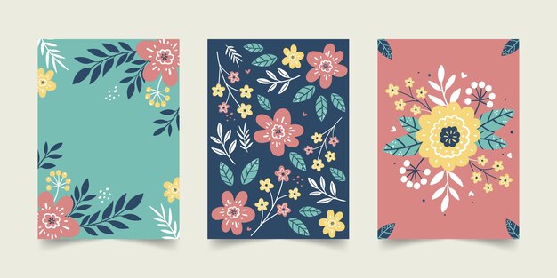 Hand drawn floral cards collection