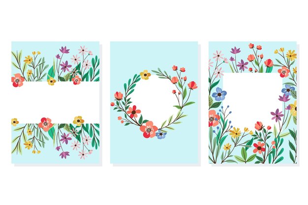 Hand drawn floral cards collection