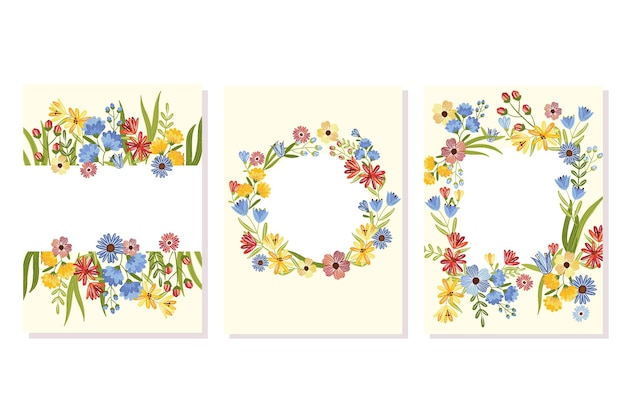 Hand drawn floral cards collection