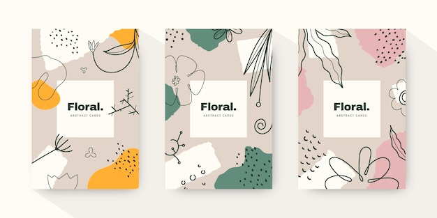 Hand drawn floral cards collection