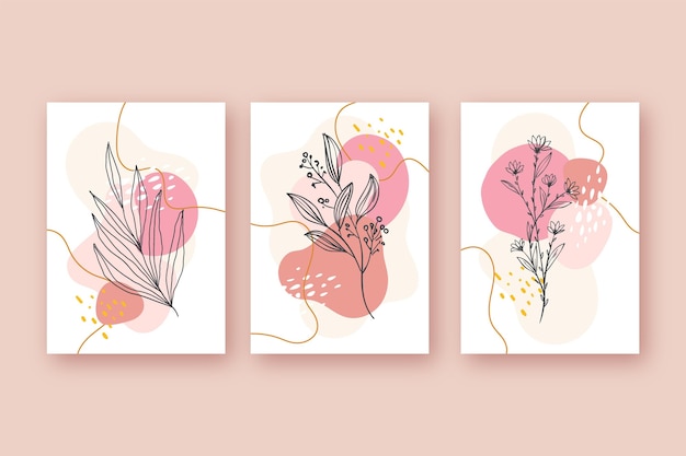 Hand drawn floral cards collection