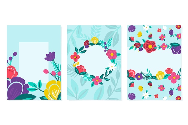 Hand drawn floral cards collection