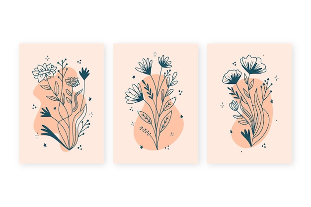 Free Vector hand drawn floral cards collection