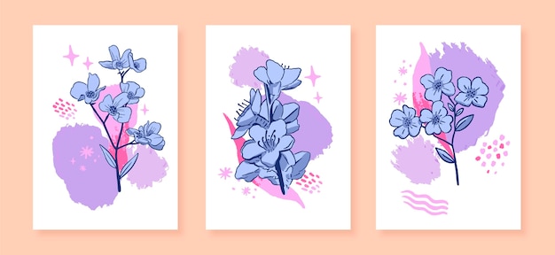 Hand drawn floral cards collection