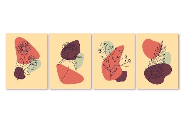 Hand drawn floral cards collection