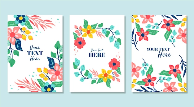 Hand drawn floral cards collection