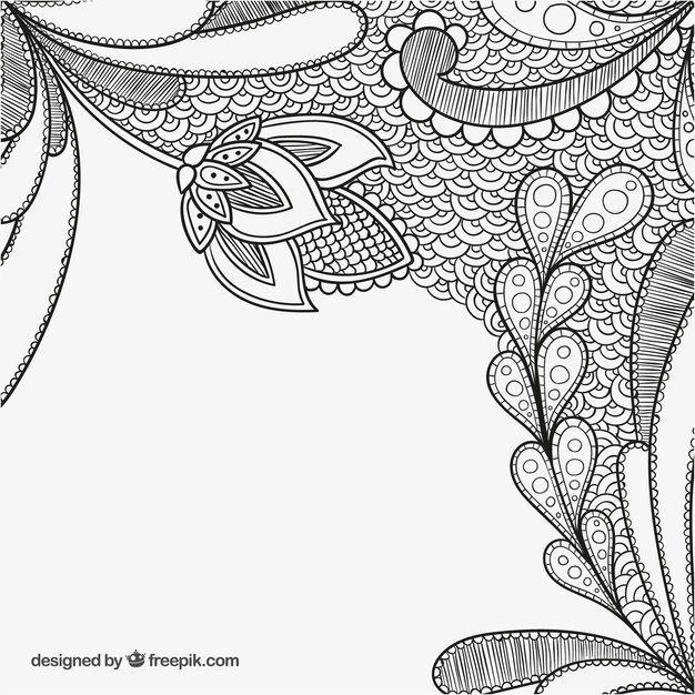 Hand drawn floral decoration background