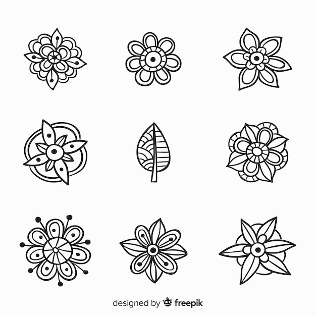 Free Vector hand drawn floral decoration element collection