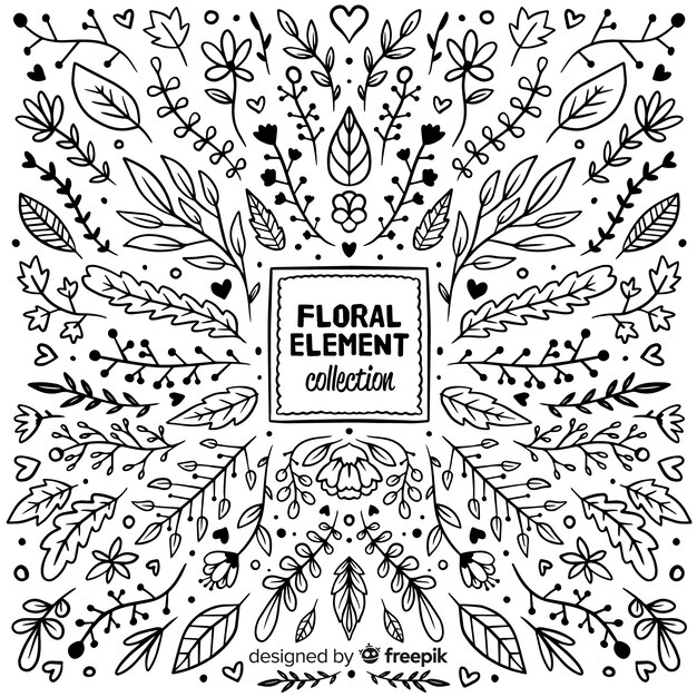 Hand drawn floral decoration elements