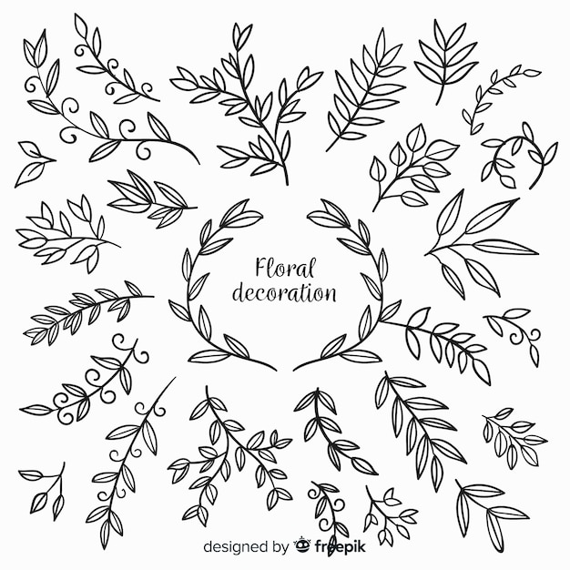 Hand drawn floral decoration elements