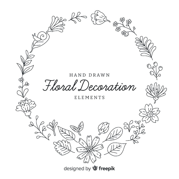 Hand drawn floral decoration elements